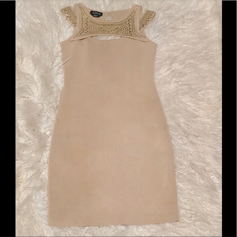 Bebe embellished blush bandage dress XS